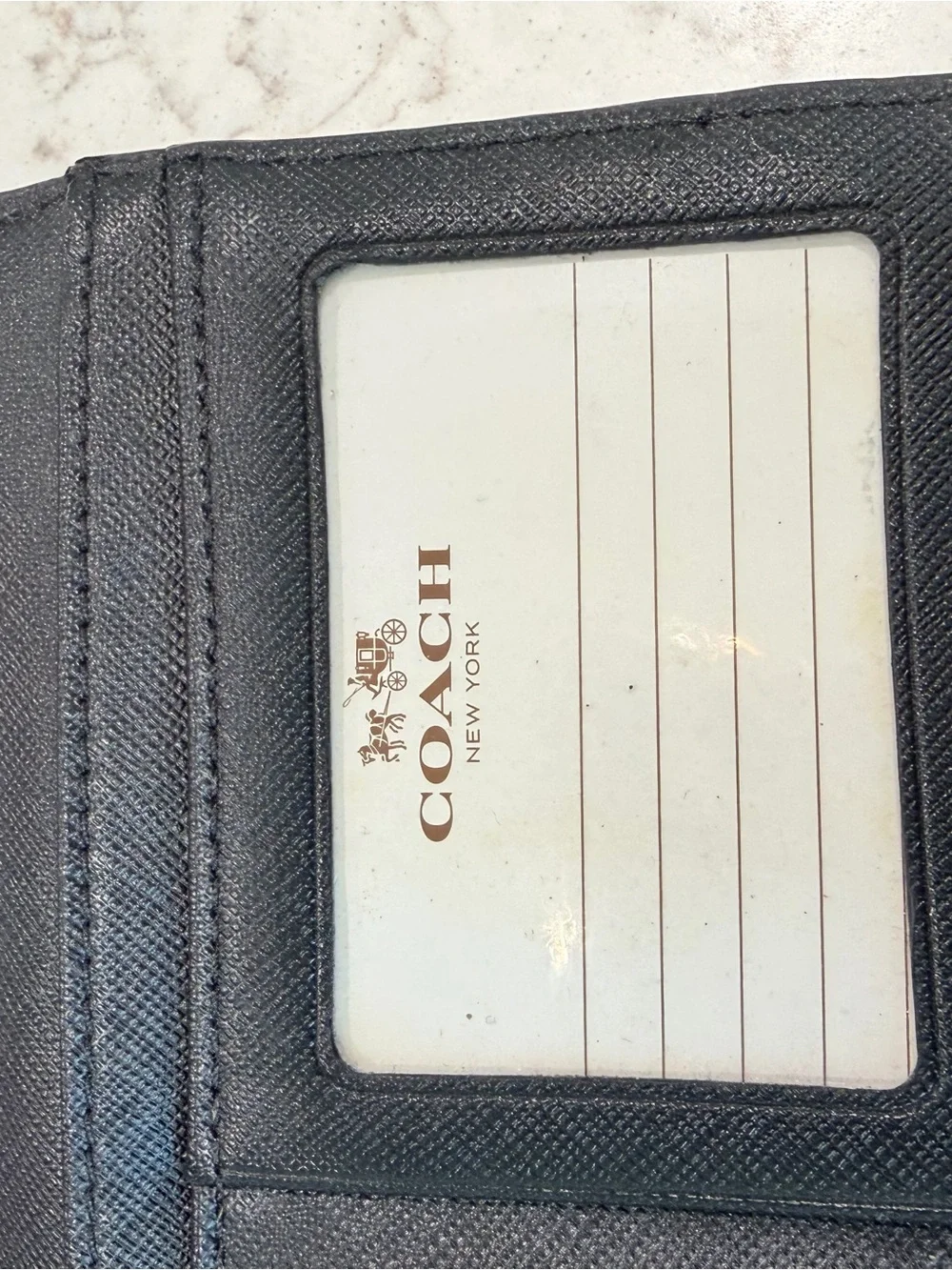 COACH Black Leather Trifold Park Leather Checkbook Wallet